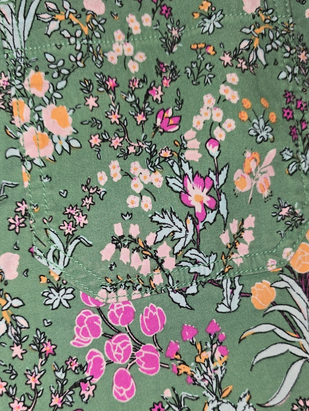 Maeve Green Floral High-Rise Shorts with Pink & Yellow Blooms - Picture 7 of 7